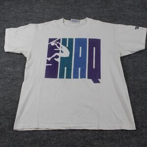 Vintage Shaq Shirt Mens Large White Reebok Basketball Graphic Made USA 90s